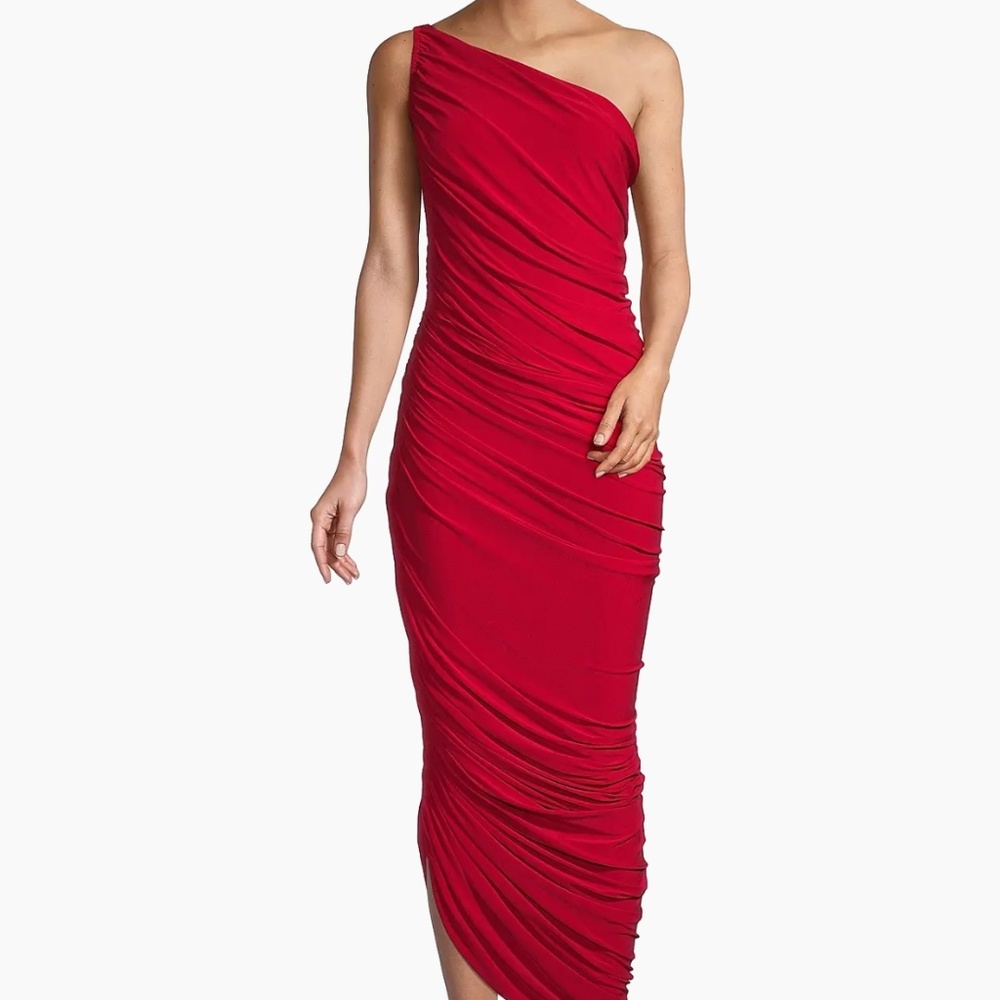 Red one shoulder dress